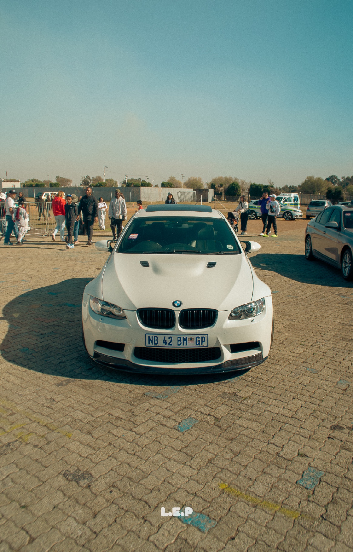BMW E92 M3 head-on on brick